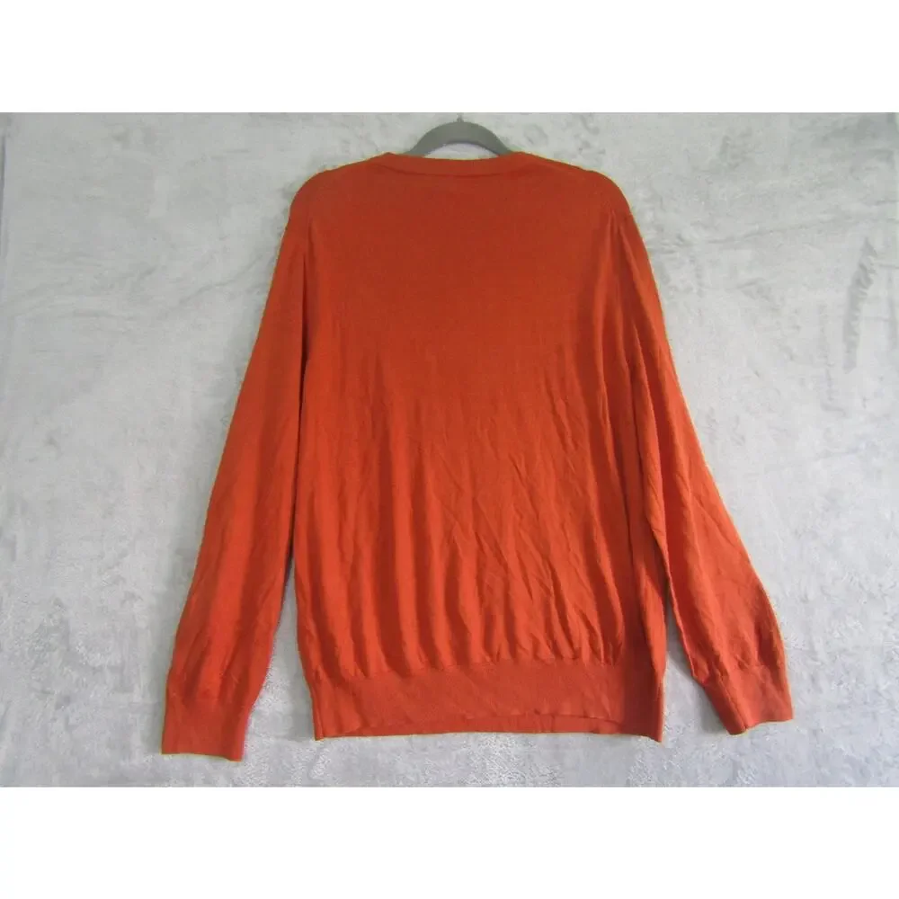 Banana Republic Men's XL Luxury Blend V-Neck Sweater‎ Cayenne Orange Silk Cotton